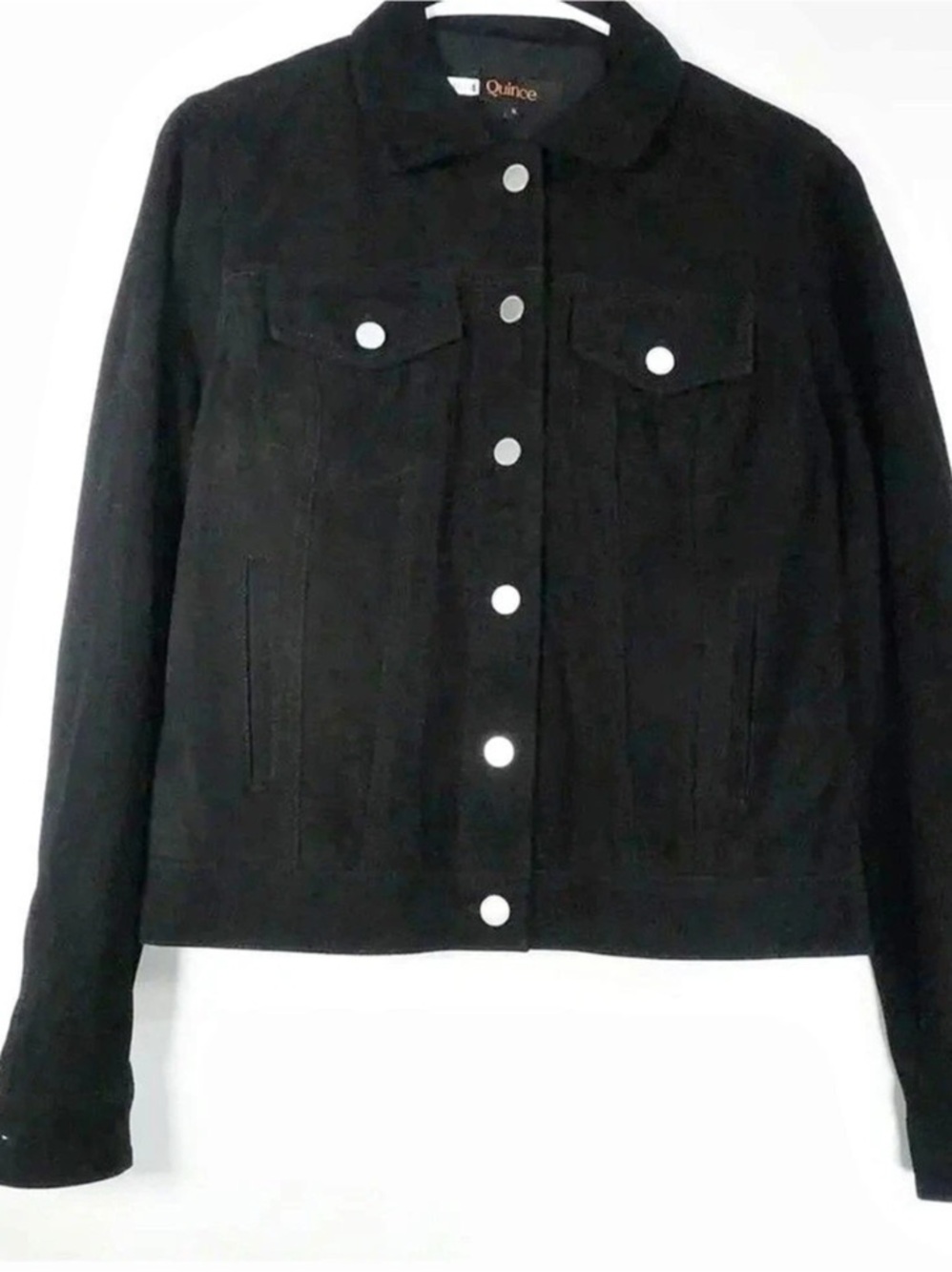 NWOT Quince 100% Suede Trucker Women's Black Jacket